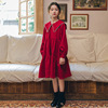 女童连衣裙冬季一体绒红色公主裙2021韩版儿童新年圣诞娃娃领裙子