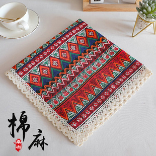 桌布布艺棉麻民族风餐桌垫网红复古小清新正，长方形茶几台布书桌垫