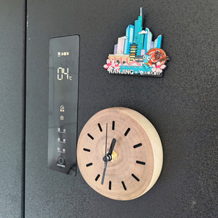 实木静音冰箱钟个性(钟个性，)简约复古闹钟厨房计时器，创意钟表冰箱贴磁吸钟