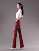高端女裤酒红色垂感西装裤春夏，高腰加长裤子女高个子(高个子)直筒小微喇裤