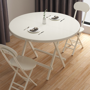 圆形可折叠桌子餐桌家用小户型客厅出租屋简易吃饭桌子摆摊小桌子
