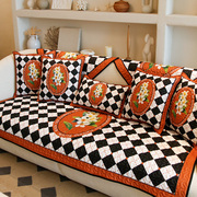 奥比森美式轻奢复古沙发垫四季通用花卉格纹时尚沙发套罩防滑坐垫