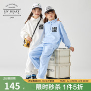 日本LIVHEART女童POLO领卫衣套装女休闲运动两件套儿童大童春秋