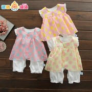 婴儿夏季连体衣女孩裙子衣服夏天哈衣0一6月3女宝薄款a类纯棉夏装