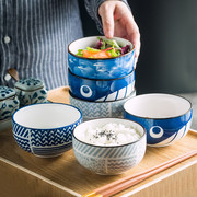 日式和风陶瓷碗家用单个创意个性可爱碗，餐具套装米饭碗吃饭小碗