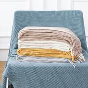 北欧沙发盖毯雪尼尔针织毯纯色流苏床尾毯夏凉毯空调午睡毯小毛毯