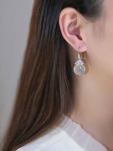 黛玥珠宝原创银镶天然玉髓耳钩媲美翡翠，冰种圆珠耳坠时尚气质耳环