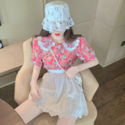 娃娃领泡泡短袖雪纺衬衫女设计感小众2023夏洋气复古港味上衣