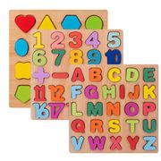 数字字母积木拼图宝宝认数字儿童早教益智玩具手抓板拼板1-3-4岁6