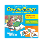 英文原版 Curious George Learning Library 好奇猴乔治 礼盒装5册26字母卡片 儿童启蒙 英文版 进口英语原版书籍