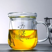 带把耐热玻璃杯花茶杯水杯带盖家用茶水分离杯大容量过.滤泡茶杯