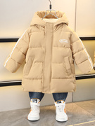 男童棉服冬季2023韩版中长款儿童，羽绒棉衣男孩冬装棉袄加厚潮