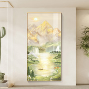 聚宝盆玄关山水画现代简约高档大气走廊尽头挂画日照金山客厅壁画