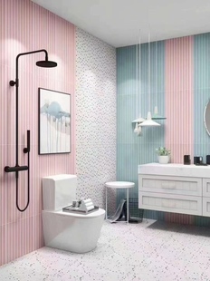 北欧网红马卡龙300X600瓷砖卫生间厨房浴室背景墙砖波浪纹釉面砖