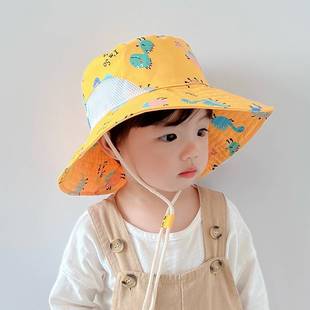女童帽子甜美防晒儿童帽男童夏季宝宝渔夫帽薄款中大童遮阳大帽檐