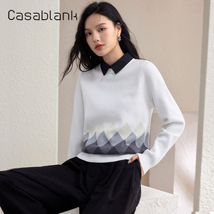 Casablank卡莎布兰卡毛衣女秋冬2023设计感小众时尚针织