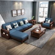 北欧实木沙发舒适软靠现代简约客厅家具贵妃转角百变拉床大小户型