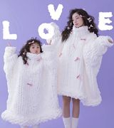 儿童摄影服装影楼母女时尚亲子装白色大毛衣拍摄韩版全家福衣服