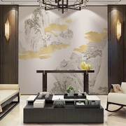 8D新中式手绘山水背景墙布壁纸客厅玄关壁布沙发壁画茶室古典国画