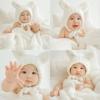 儿童摄影服装小兔子主题白色可爱兔帽
