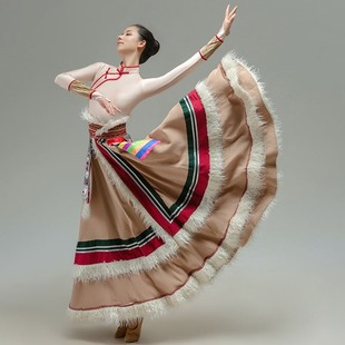 藏族舞蹈演出服装女藏式大摆裙舞蹈服少数民族服饰藏舞舞蹈服