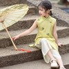 女童旗袍高端国风2024夏季大童时尚薄款汉服古装儿童中式裙子
