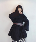 冬季韩版设计感小众毛呢大衣腰带女装饰小个子中长款披肩呢子外套