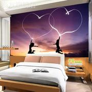 情侣墙纸主题酒店宾馆ktv背景，墙布壁画浪漫求婚房卧室床头壁纸3d