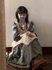 韩版镂空针织背心，罩衫裙叠穿两件套女日系，复古刺绣格子连衣裙套装