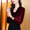 旗袍外搭女2023小披肩，外套开衫春秋季优雅百搭金丝绒礼服坎肩