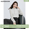 红袖法式复古波点雪纺衫，hopeshow2024春季套头，立领淑女上衣