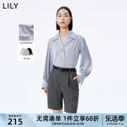 lily女装优雅气质西装领宽松垂坠感都市，通勤时尚衬衫上衣女