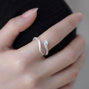 灵蛇戒指女小众设计独特食指戒高级感指环时尚个性轻奢叠戴开口戒