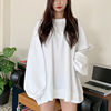 2021春装韩版薄款蝙蝠袖卫衣女，胖妹妹大码300斤长袖白色t恤潮