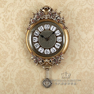 欧式挂钟创意客厅静音，钟表北欧简约个性复古现代美式时钟田园装饰