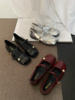 法式甜酷玛丽珍女鞋子，2023秋款温柔红色，低跟一字带配裙子单鞋