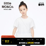 littlemoco童装夏装儿童女童短袖上衣时髦洋气假两件蓬蓬纱t恤