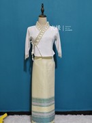 西双版纳傣族服装女提花上衣，长裙工作服传统傣族裙套装日常装