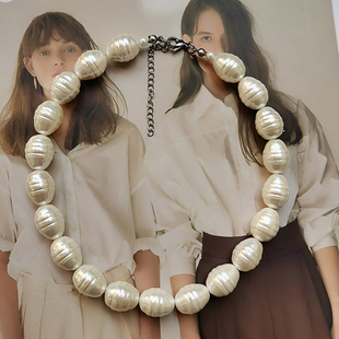韩国东大门ins小众贝壳珠颈链，时尚夸张巴洛克项链，异形珠项链女