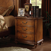 孟涵欧式仿古实木床头柜美式床头柜实木家具柜 卧室实木床头柜