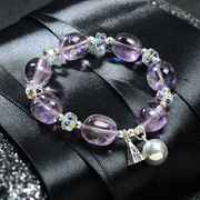 晶柜天然紫水晶手链，女韩版简约个性925纯银，手链ins小众设计手饰潮
