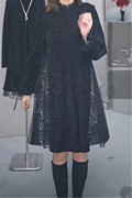 铭品圣迪奥秋冬季女黑色时尚设计感休闲百搭连衣裙S234Z12C6