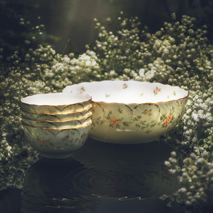 日本narumi鸣海remembrance系列中餐，沙拉碗餐碗骨，瓷釉中彩