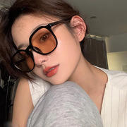 2021韩版ins潮流复古浅茶色墨镜女超大框方形眼镜显白素颜太阳镜
