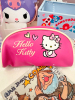 日系凯蒂猫卡通hellokitty大容量pu玫红铅笔盒简约可爱学生女笔袋