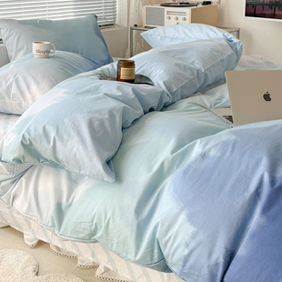 纯棉床上四件套纯色100全棉，床单被套简约被罩床笠春季床品三件套4