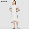 2024夏装白色气质收腰雪纺，ol中长裙，显瘦法式设计感小众连衣裙
