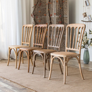美式乡村复古椅子靠背椅艺术大师餐椅实木简约家用北欧餐厅竹节椅