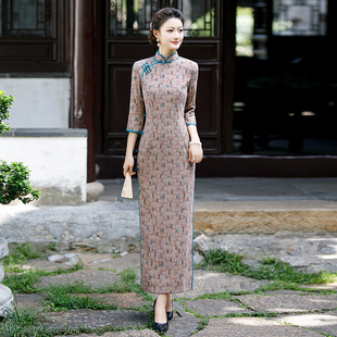 旗袍2024年年轻款少女，中国风复古改良版，中袖气质长款显瘦优雅