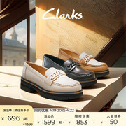 Clarks其乐女鞋奥莉系列鞋子女秋季奶油鞋JK学院风厚底乐福鞋